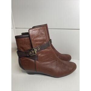 Rockport Brown Ankle Boots with Buckle Detail
